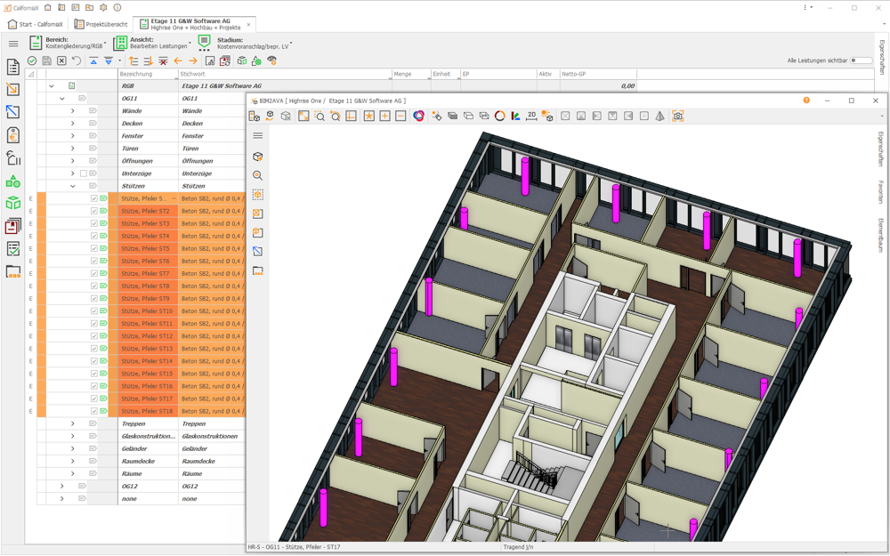 Screenshot Modul BIM2AVA