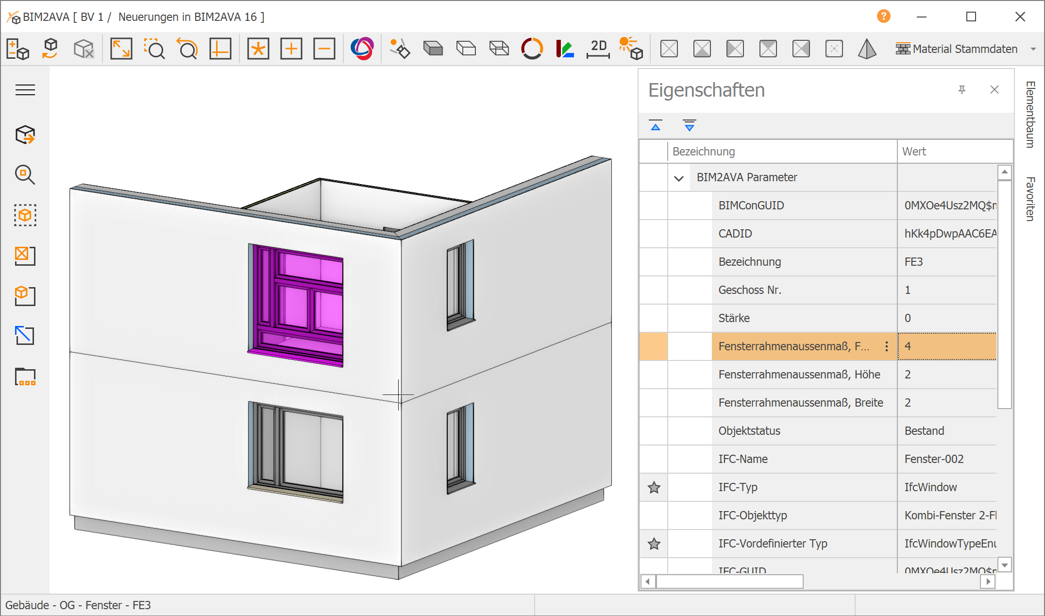 Screenshot Modul BIM2AVA 3D-Modell